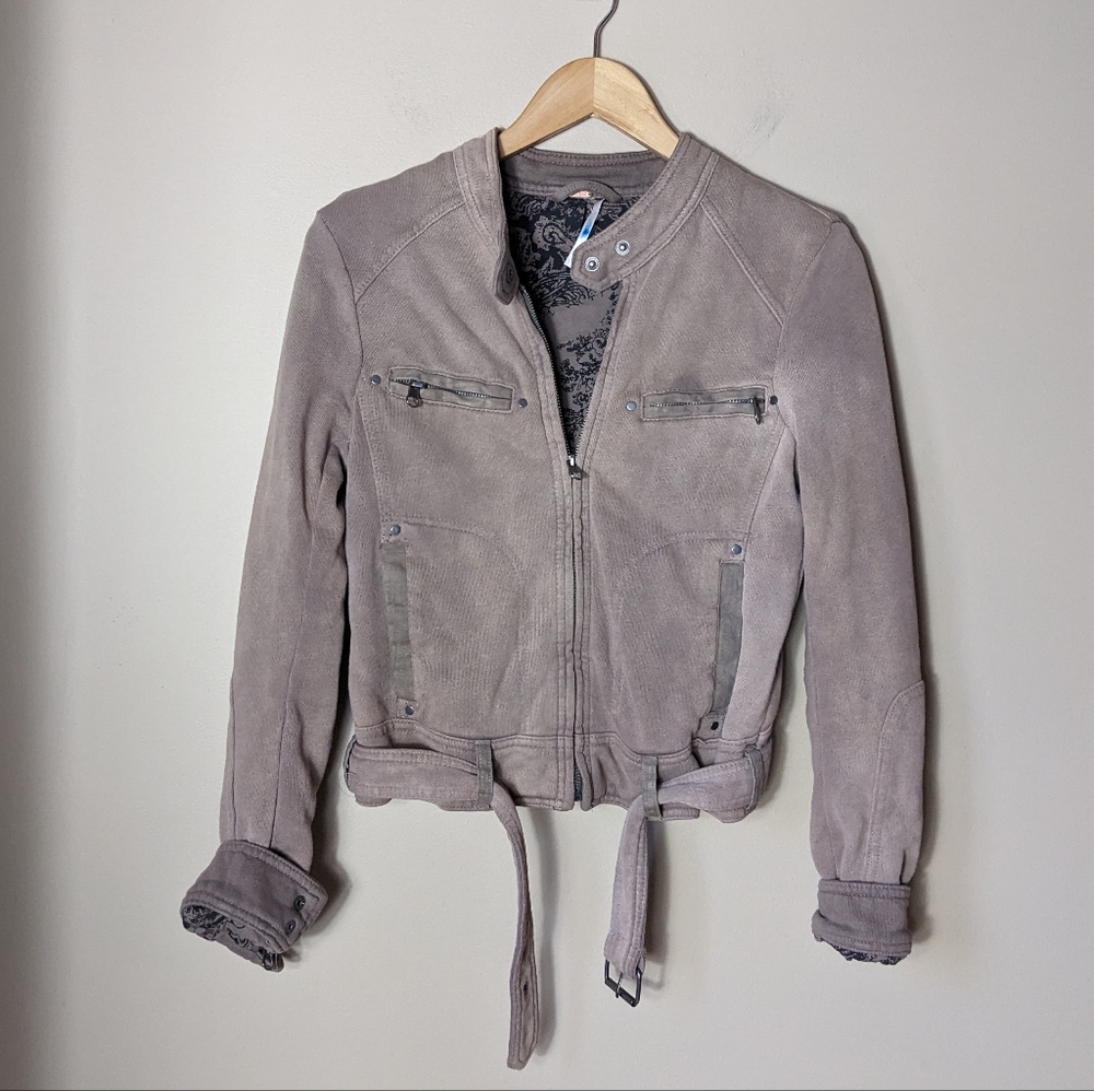 Free People faded brown utility jacket XS
